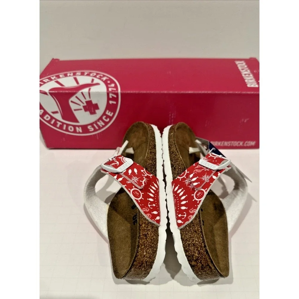 Birkenstock‎ Kids EU 30 US K12 Gizeh Sandals Nautical Print Red